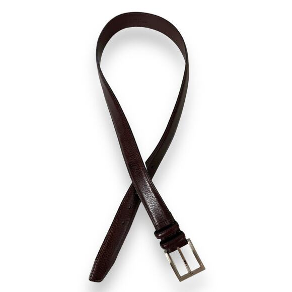 Jos A Bank Leather Belt Size 34 Dress Dark Brown Silver Buckle Career Business - Picture 4 of 12